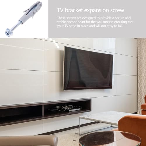 10 Sets Tv Mount Anchors and Expansion Screws for Wall Mount Installation, Carbon Steel Sturdy Screws for Tv Brackets and Range Hood, Convenient to Use Hardware Kit