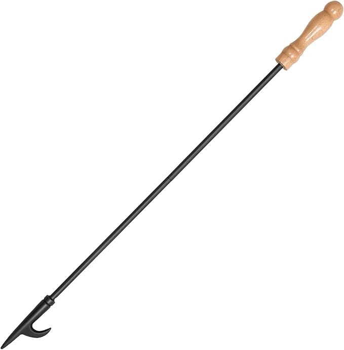 Fire Poker for Fire Pit, 32 inch Fireplace Poker Premium Solid Steel Fire Pit Poker Campfire Poker for Fireplace Camping Wood Stove Indoor and Outdoor - Rust Resistant Black Finish