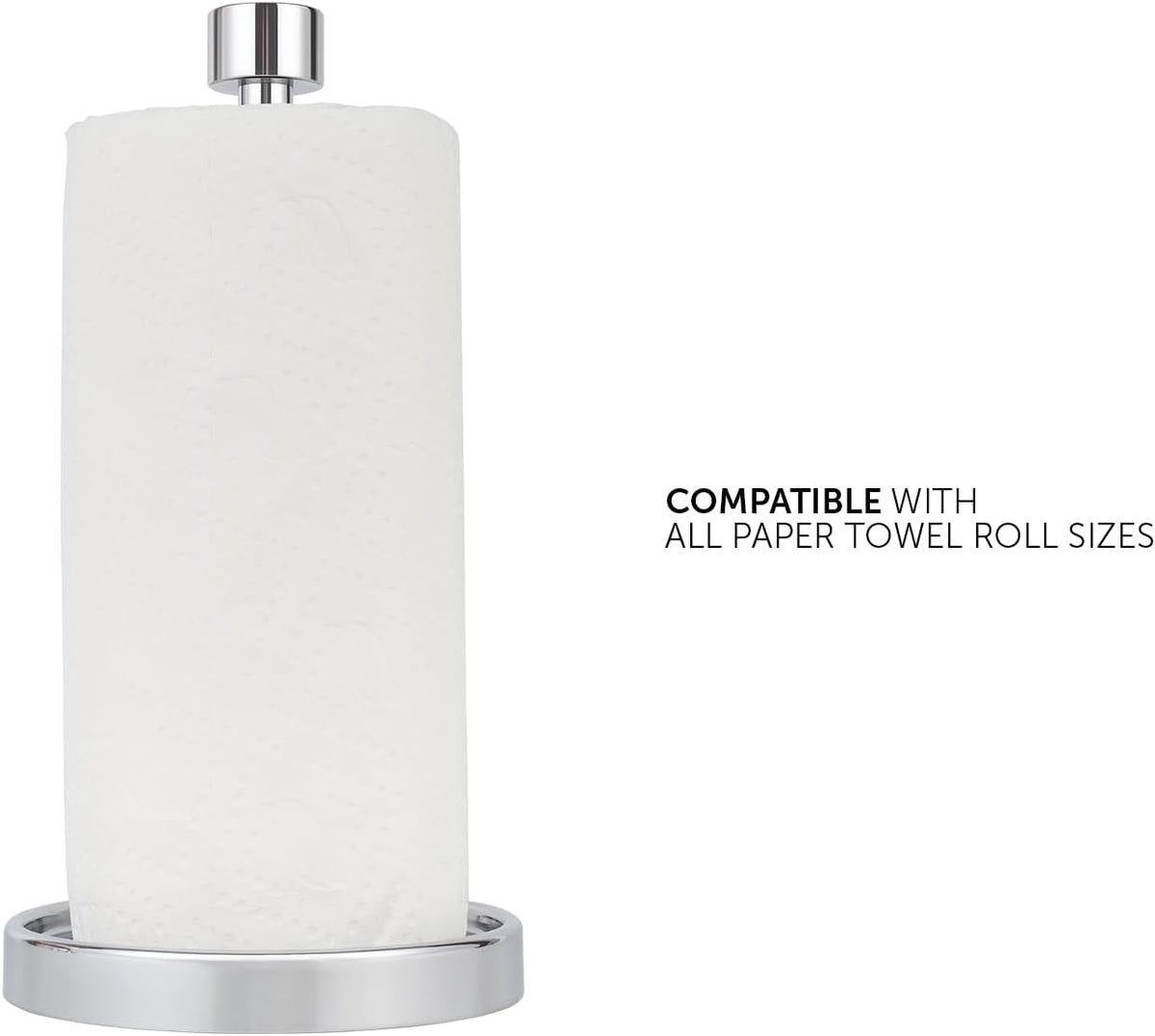 Ivilon Countertop Paper Towel Holder - Modern End Cap Minimalist Design - Color Chrome