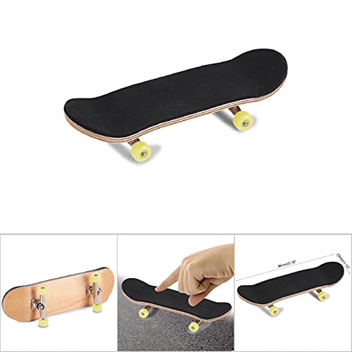 Milltrip Wooden Finger Skateboards, 1Pc Maple Wooden Alloy Fingerboard Finger Skateboards with Box Reduce Pressure Gifts (Yellow) - color: Yellow