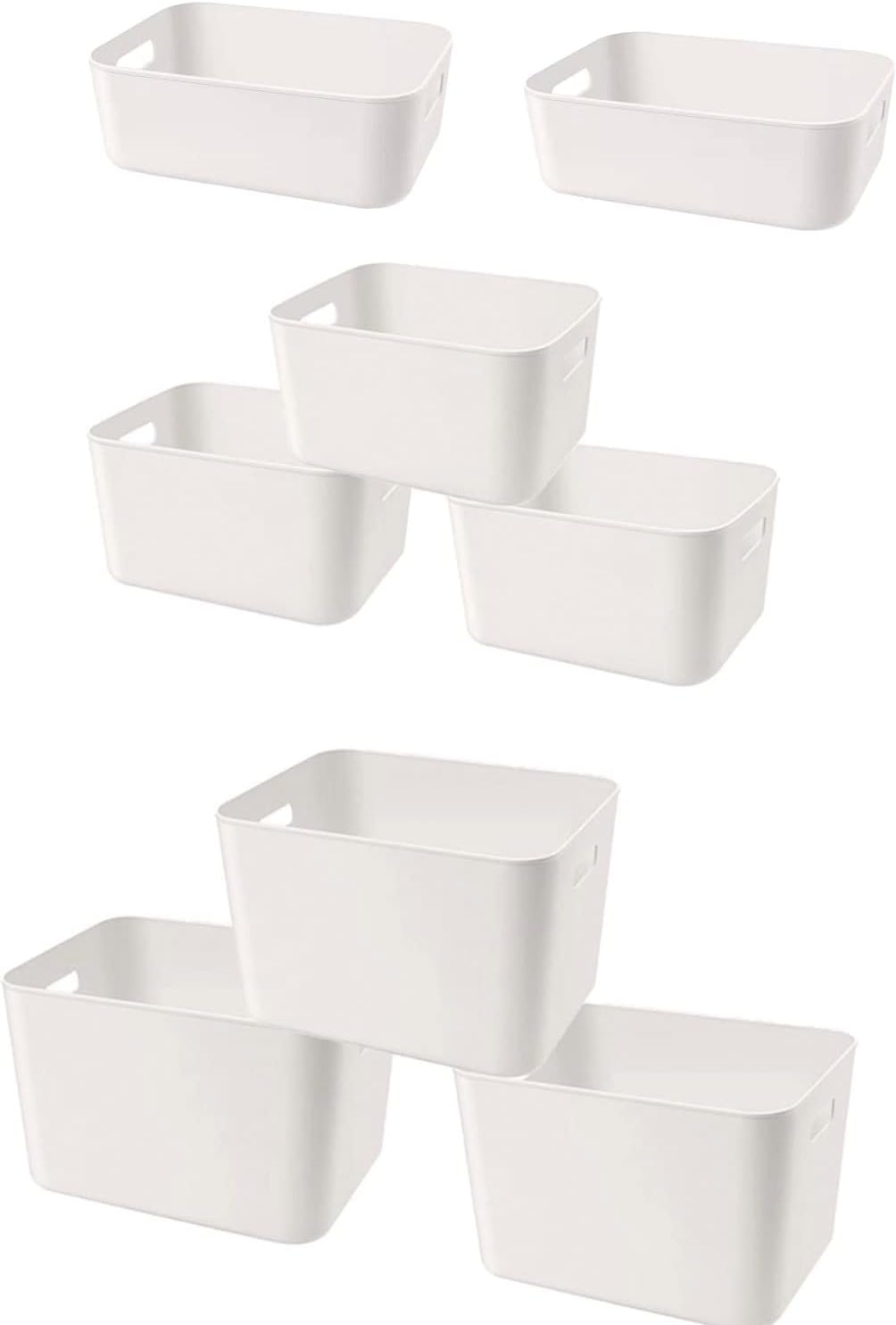 Set Of 8 Plastic Storage Bins,Versatile Kitchen Pantry Organization and Storage,for Plastic Storage Container Under Bed,Under Sink Bathroom Organizer (White, 8 Pack)