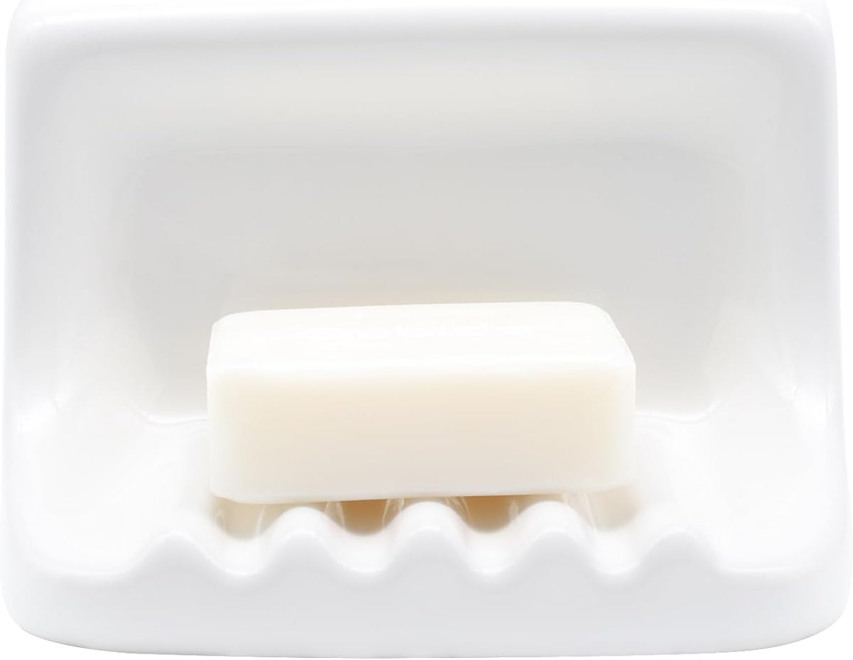White Vintage Mounted Ceramic Soap Dish for Shower Wall,Retro Ceramic Soap Holder Porcelain Soap Dish Holder Tray for Home Bathtub Bathroom Sink Shower Wall Easy to Clean Keep Soap Dish Dry