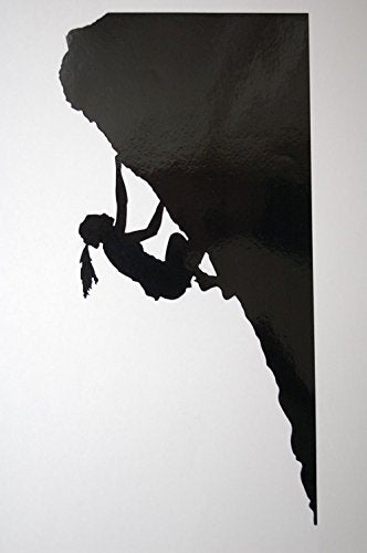 Rock Climber Girl Vinyl Sticker Decal V238 Mountain Climb Choose Color&Size (18" x 9", White) - color: White, size: 18" x 9"