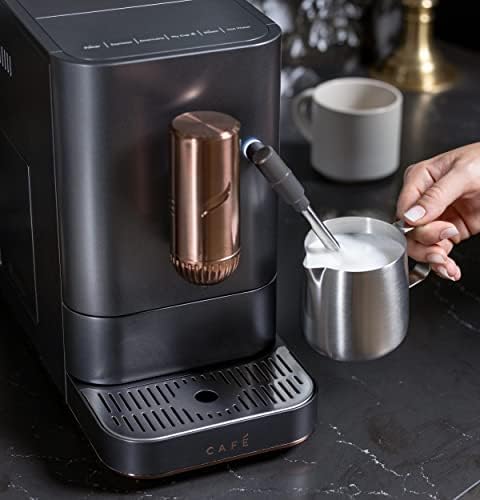 Café Affetto Automatic Espresso Machine + Milk Frother | Built-In & Adjustable Espresso Bean Grinder | One-Touch Brew in 90 Seconds | Matte Black, 1.2 Liter, (C7CEBBS3RD3)
