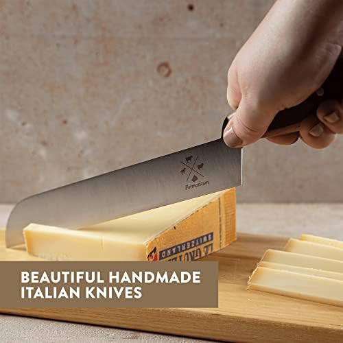 Formaticum - Professional Cheese Knife - 8" x 1.25" Firm & Hard Cheese Slicer, Rust-Proof Stainless Steel Blade with Solid Walnut Handle, Great Cheese Charcuterie Accessories - Handmade in Italy