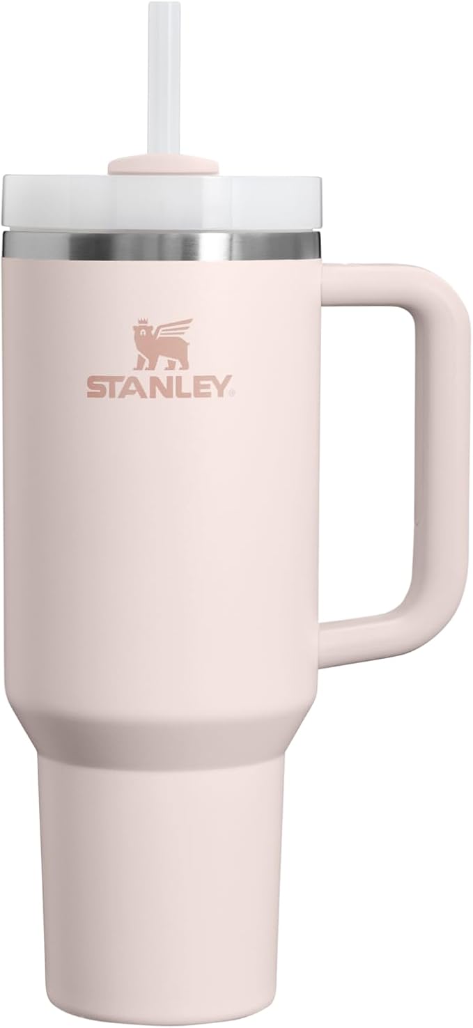 STANLEY Quencher H2.0 Tumbler with Handle and Straw 40 oz Flowstate 3-Position Lid Cup Holder Compatible for Travel Insulated Stainless Steel Cup BPA-Free Rose Quartz 2.0
