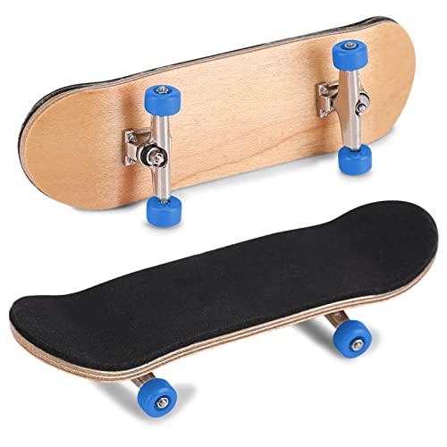 Milltrip Wooden Finger Skateboards, 1Pc Maple Wooden Alloy Fingerboard Finger Skateboards with Box Reduce Pressure Gifts (Dark Blue) - color: Dark Blue