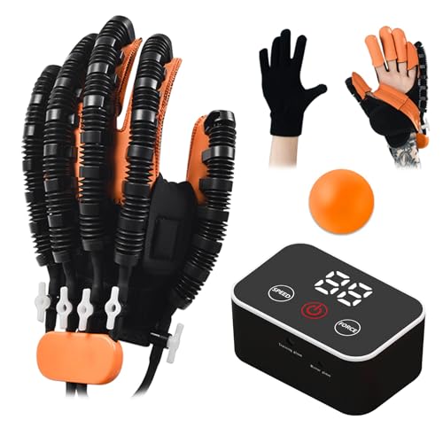 Rehabilitation Robot Gloves, Finger Exerciser for Stroke Recovery Hand Glove Equipment Hand Function Rehabilitation (Orange Left Hand 2X-Large) - size: Left Hand 2X-Large