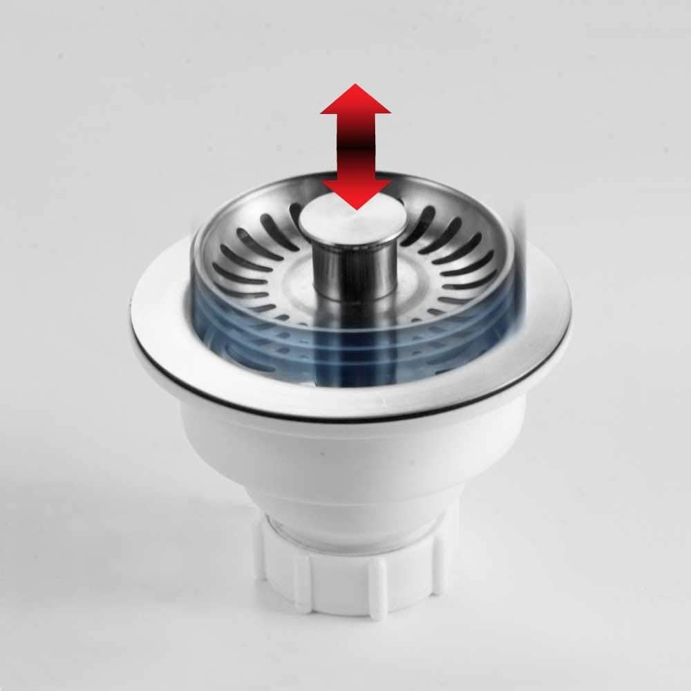 Houzer 190-9400 - 3-1/2 Inch Stainless Steel Pop-Up Kitchen Sink Basket Strainer, Durable Food Catcher Stopper for Metal Kitchen Sink, Ideal for Filtering Waste and Preventing Clogs