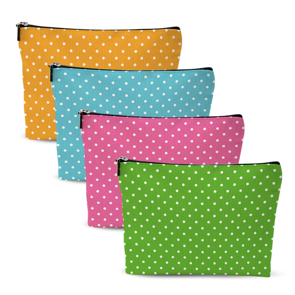 4pcs Colorful Polka Dot Makeup Bag, Cosmetic Bags for Women, Cute Travel Toiletry Bags Organizer with Zipper Make up Bag Appreciation Christmas Birthday Friendship Gifts for Team Girls Sister Bestie