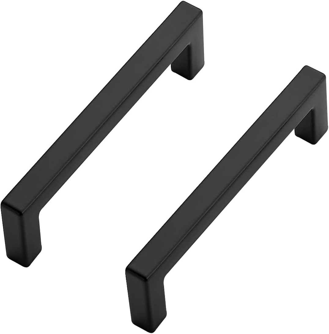 Ravinte 30 Pack Solid 3-1/2 Inch Center to Center Slim Square Bar Drawer Handles Cabinet Hardware - Matte Black Kitchen Pulls