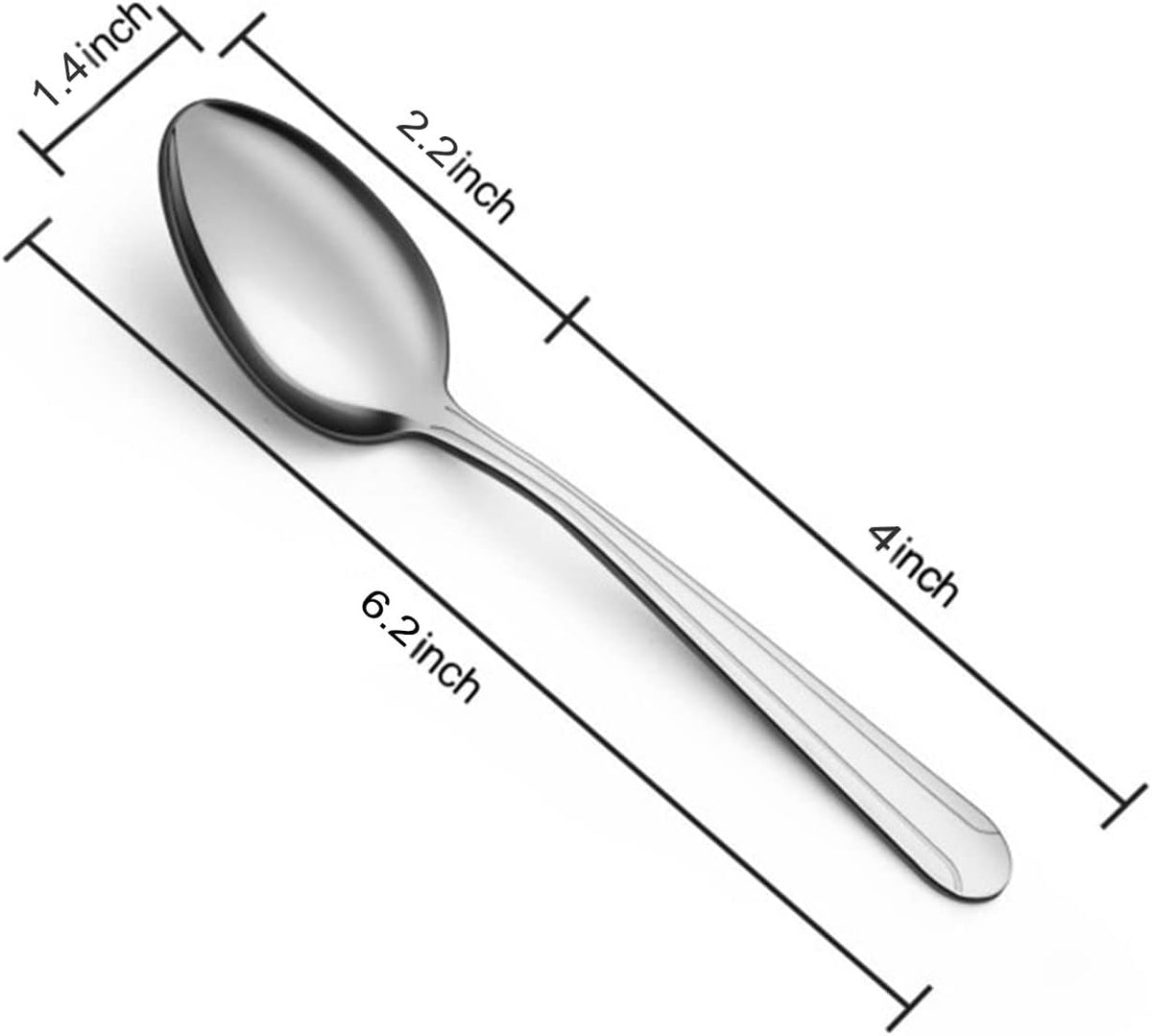 BEWOS 24 Pieces Tea Spoons Set, 6.2 Inches Stainless Steel Teaspoons Silverware, Coffee Spoons, Small Mirror Polished, Dishwasher Safe, Silver For Home, Restaurant