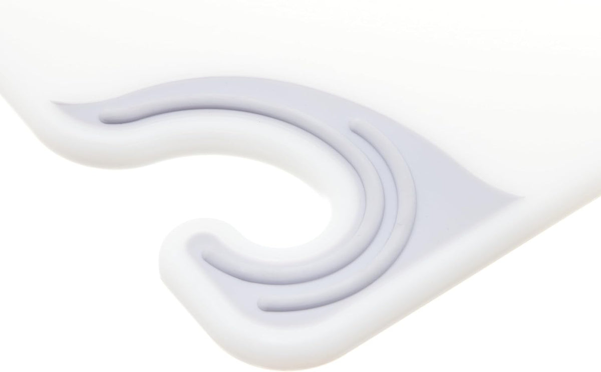 San Jamar Saf-T-Grip Plastic Cutting Board with Safety Hook, 12" x 18" x 0.5", White, (Pack of 6)