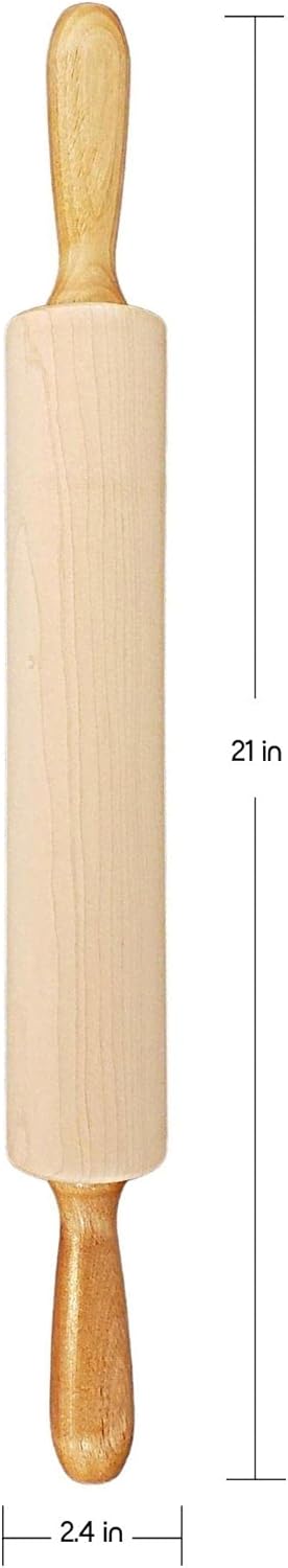 Frieling Crafted in the USA Maple Rolling Pin with Handles - Classic Rolling Pin for Baking - 2.4 x 12-Inch Barrel - Dough Roller