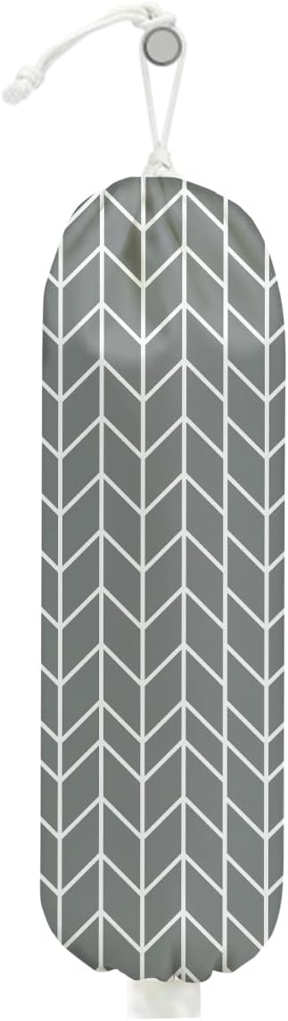 Gray Geometric Lines Plastic Bag Holder, Wall Mount Grocery Bag Holder for Plastic Bags, Abstract Art Kitchen Reusable Organizer Grocery Bags with Drawstring, Minimalist Gifts for Women Mom Grandma