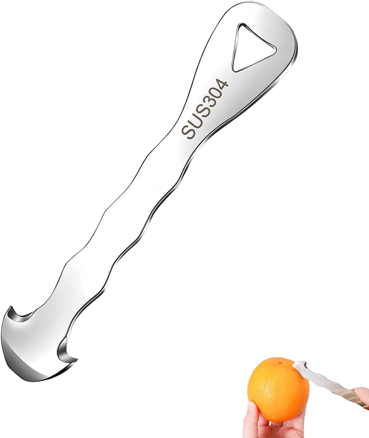 Stainless Steel Citrus Peeler Tool - Effortless Fruit Peeler for Oranges, Lemons, Grapefruits - Ergonomic Kitchen Gadget with Sharp Blade, Rust-Resistant & Easy Storage (5.1 Inch, 0.06lbs)