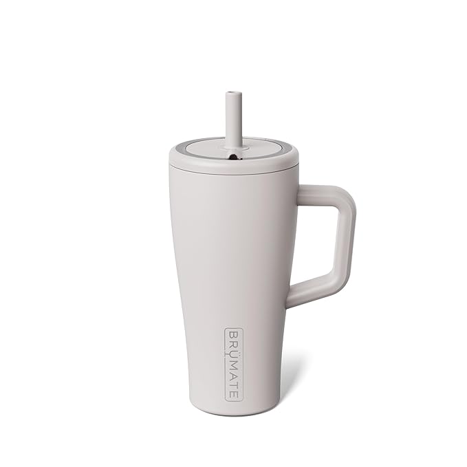 BrüMate Era 20 oz Tumbler with Handle and Straw | 100% Leakproof Insulated Tumbler with Lid and Straw | Made of Stainless Steel | Cup Holder Friendly Base | 20oz (Dune)
