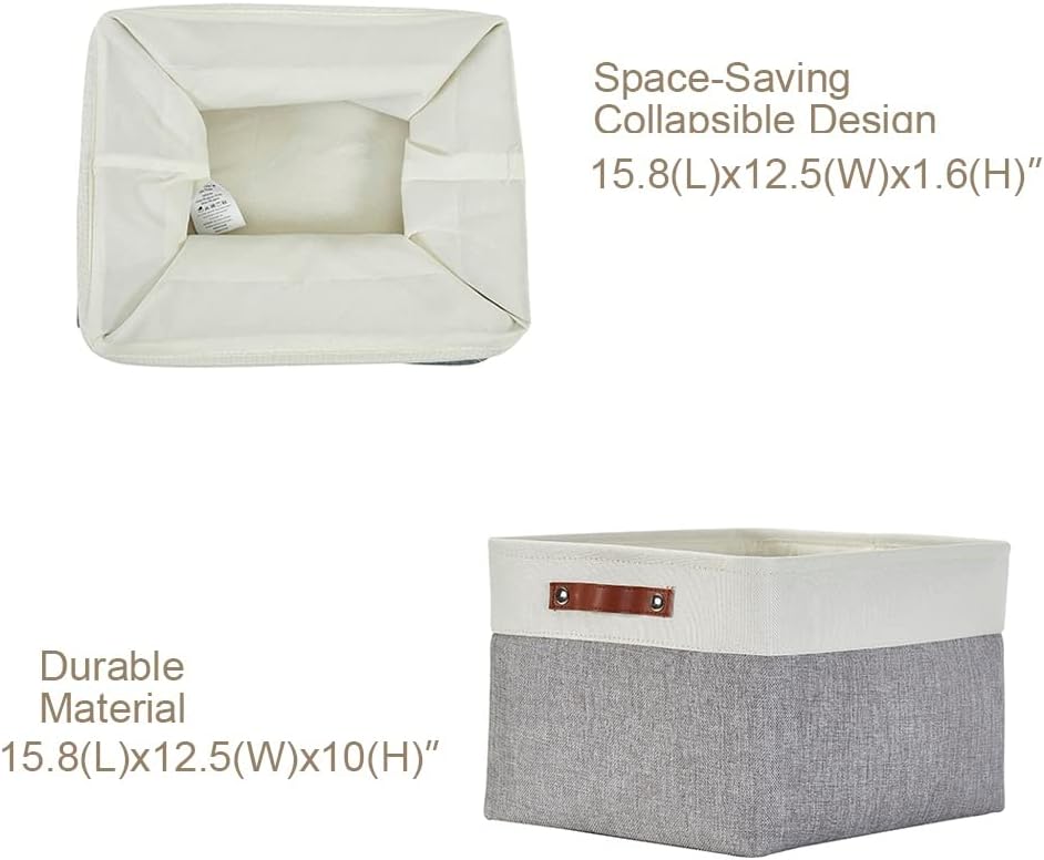 DECOMOMO Storage Baskets for Shelves - Fabric Storage Bins, Linen Closet Organizers and Storage (Grey & White, XL - 3 Pack)