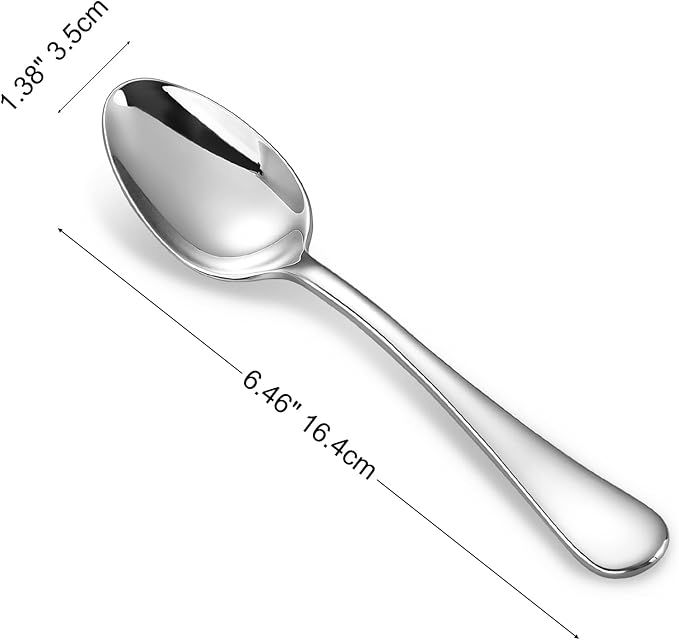 KEAWELL Premium Verona 4-Piece 6.5 inch Spoon Set – 18/10 Stainless Steel, Heavy-Duty Mirror-Finished Silverware for Daily Meals, Hosting and Special Occasions (4, Teaspoons)
