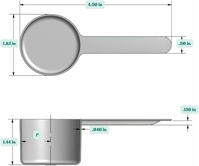 53 mL (1.8 Oz. | 3.58 Tablespoon) Long Handle Scoop for Measuring Coffee, Pet Food, Grains, Protein, Spices and Other Dry Goods (Pack of 10)
