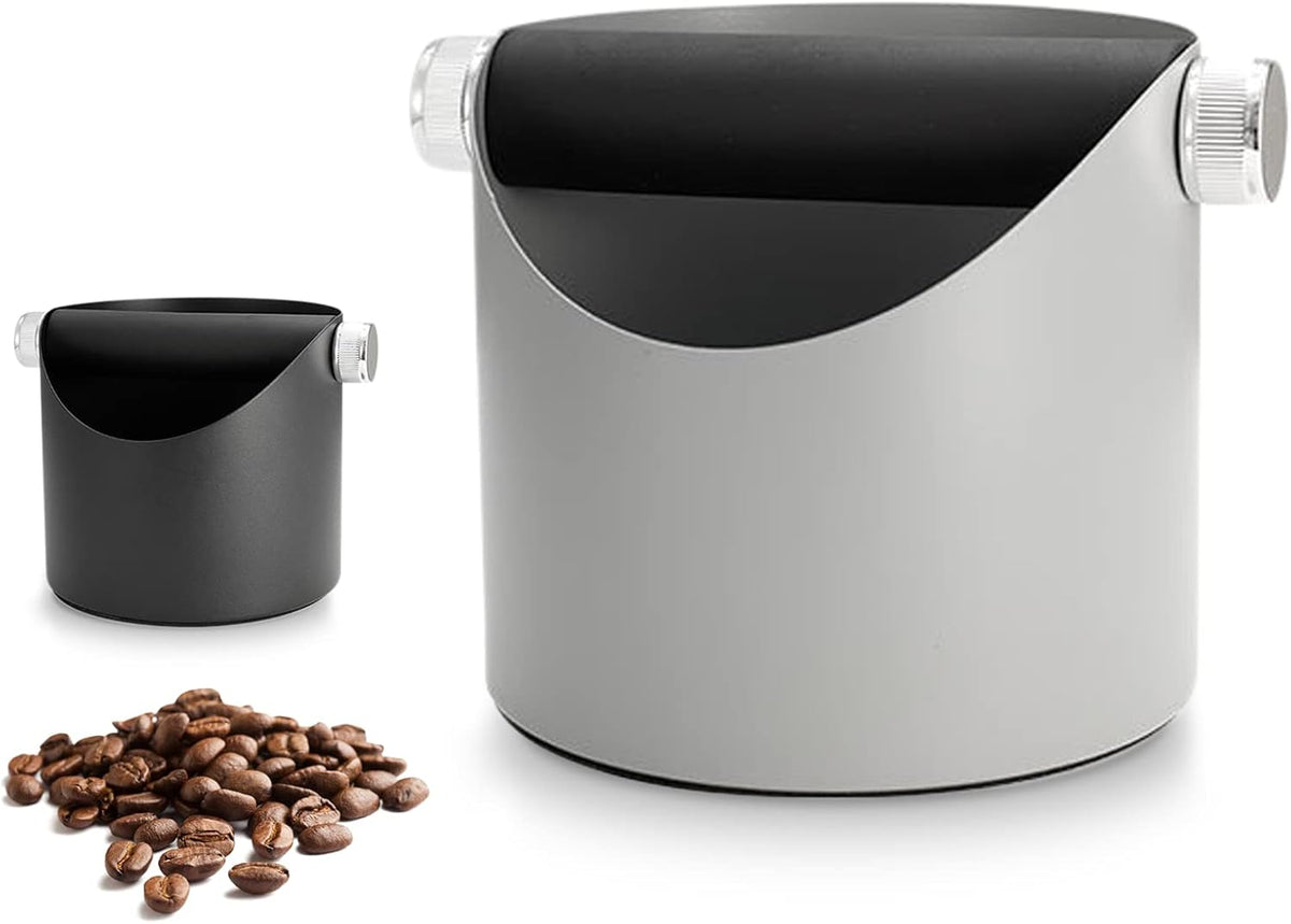 Espresso Knock Box, Large Capacity & Non-Slip Base Coffee Knock Box, Barista Tools, Espresso Machine Accessories (Gray-Small)