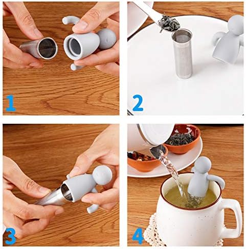 Leden Tea Infuser for Loose Leaf Tea Cute Tea Strainer Ball Stainless Steel Extra Fine Mesh Tea Steeper Filter for Cup Mug Silicone Handle Grey