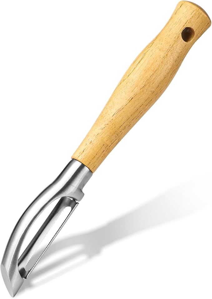 Potato Peeler Stainless Steel Vegetable Peeler,I-Shaped Wooden Handle Peeler,Carrot Apple Veggie Peeler for Home kitchen