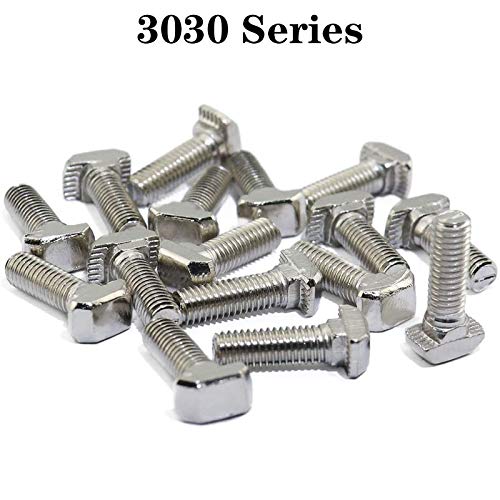 20 Pcs M6 x 12mm Thread T Slot Drop-in Bolt T-Bolt Hammer Head Bolt T Screw Stud for 3030 Series Standard 8mm T-Slot Aluminum Extrusion Profile (3030 Series) - size: 30-M6x12mm