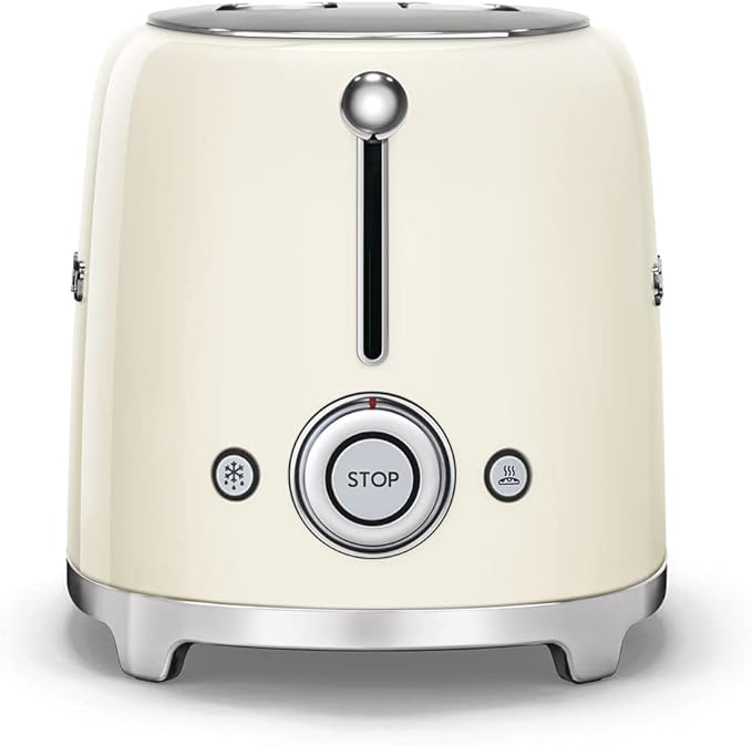 SMEG 2 Slice Toaster with 6 Presets and Defrost Function and Removable Crumb Tray (Cream)
