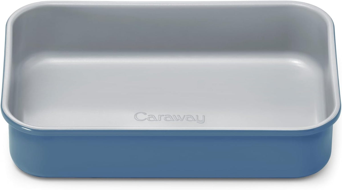 Caraway Nonstick 9” x 6.5” Small Rectangle Baking Pan – Non-Toxic, PTFE & PFOA Free – Aluminized Steel Core – Deep Ceramic Baking Pan for Casseroles, Lasagna & More - Slate