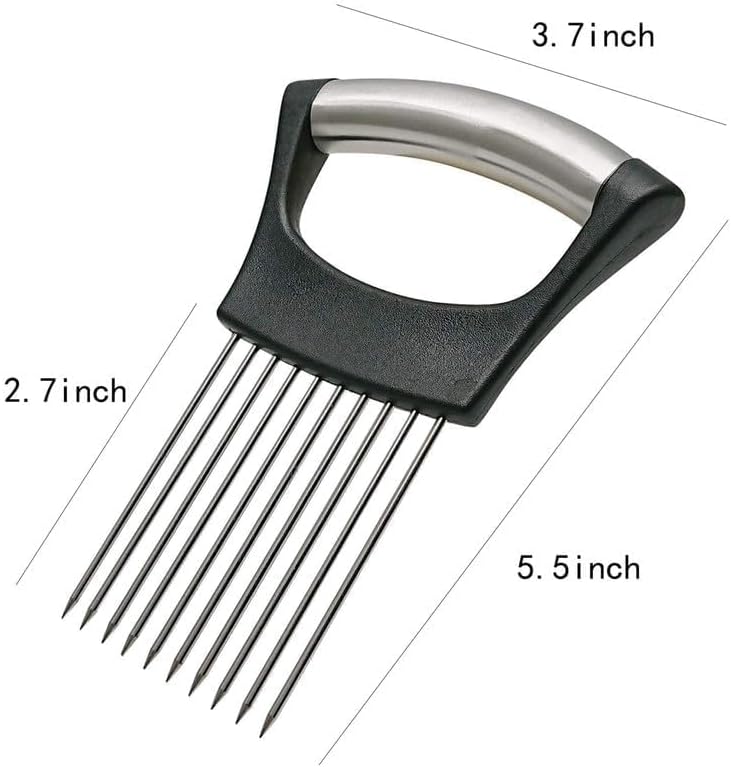 Onion Slice Holder, 2025 Upgraded Stainless Steel Onion Holder for Slicing Lemon Slicer Vegetable Cutter, Kitchen Chopper Slicing Assistant Tool for Meat, Onion, Potato, Tomato (1, A)
