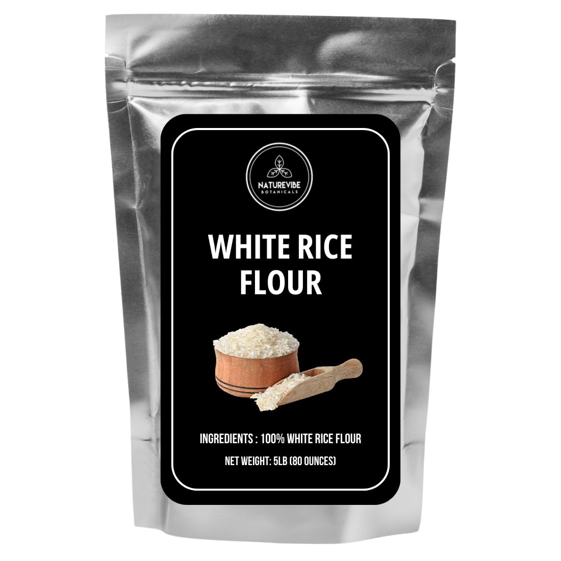 Naturevibe Botanicals White Rice Flour 5lb Premium Quality | Used for Baking and as Thickener
