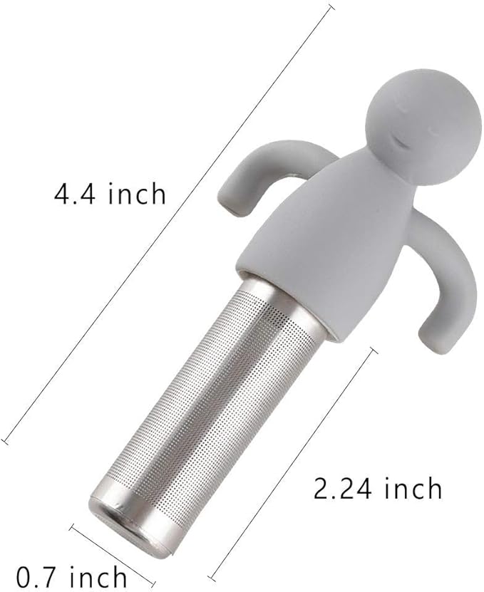 2 Pack Loose Leaf Tea Steeper Fine Mesh Tea Infuser with Silicone Handle Stainless Steel Tea Ball for Loose Tea, Gray and Green
