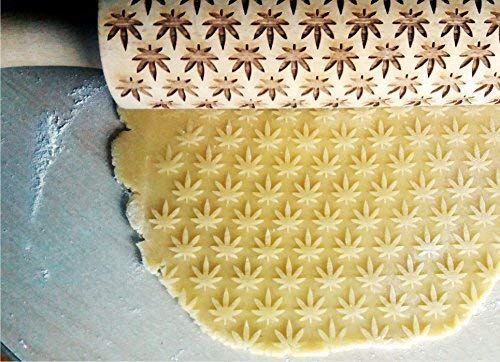 CANNABIS ROLLING PIN PATTERN with CANNABIS LEAVES for EMBOSSED COOKIES