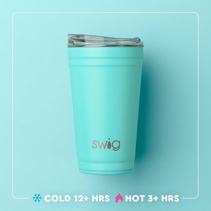 Swiglife 24oz Party Cup, Stackable Insulated Travel Coffee Tumbler with EZ Slider Lid, Cup Holder Friendly, Reusable, Stainless Steel 24 oz Tumbler, Nurse Gifts for Women (Scrub Life)
