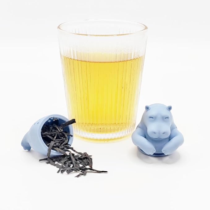 1pcs creative animal tea infuser, cute loose leaf tea steeper, reusable, Easy to carry, brew a cup of good tea anytime, anywhere(A hippopotamus)
