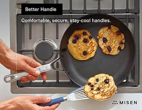Misen Nonstick Frying Pan - Premium Skillet with PFOA-Free Coating - Ideal for Omelettes, Eggs, and Induction Cooking - Durable Aluminum Core, Warp-Resistant Design, and Oven-Safe to 450°F - 12"