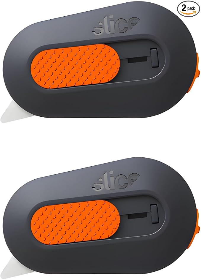 Slice Mini Box Cutter | Manual Retracting | Safe Ceramic Box Cutter Lasting 11x Longer than Metal | Keychain Box Opener | 2 Pack