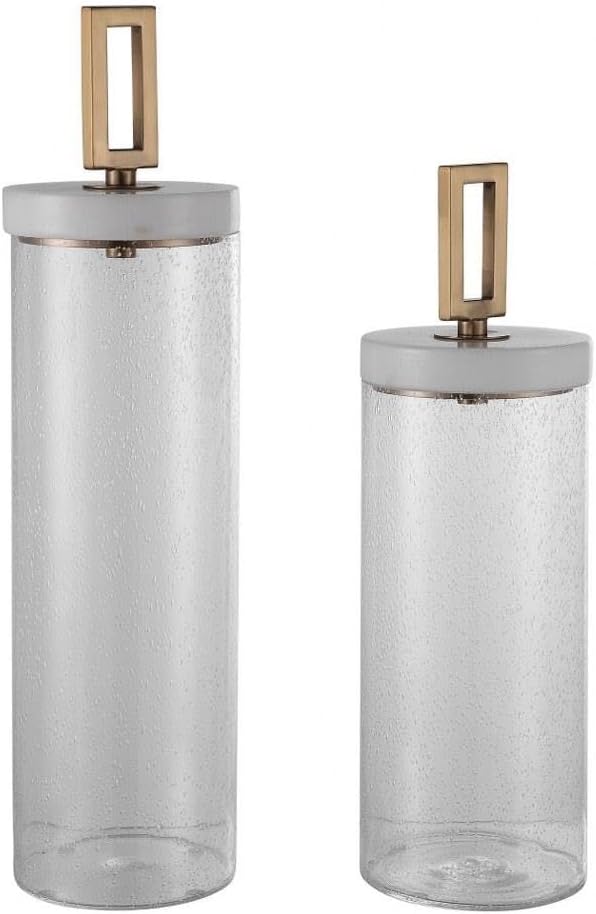 Uttermost Hayworth Clear Seeded Glass Containers Set of 2