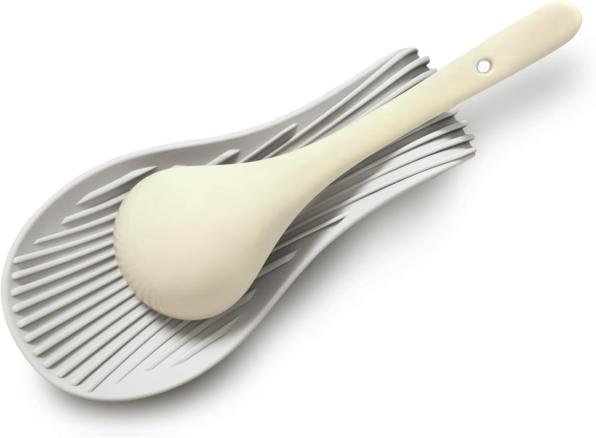 Stove Top Spoon Rest - Heat Resistant & Non-Slip Silicone Holder for Kitchen Counter, Large Cooking Utensil Res (Light Gray)