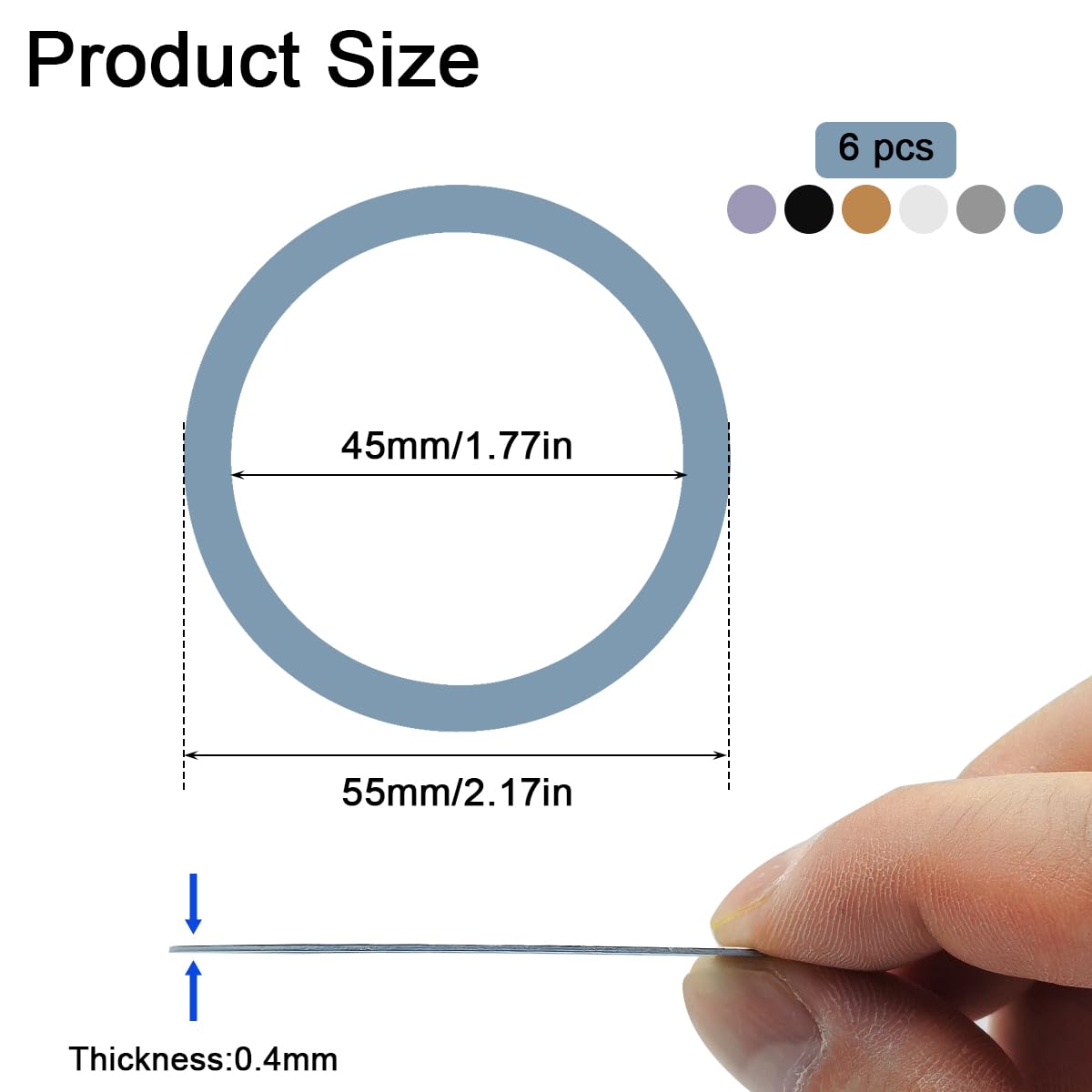 6 Colors Universal Metal Rings Compatible with Magsafe Magnetic Wireless Charger, Adapter Ring Sticker for Cell Phone Case Magnet Wireless Charging, Compatible with iPhone 17/16/15/ Samsung Galaxy