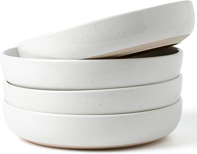 famiware Milkyway 33 oz Bowl Set, Pasta Bowls Set of 4, Salad Bowls Perfect for Your Friend for Housewarming, Thanksgiving, Christmas, White