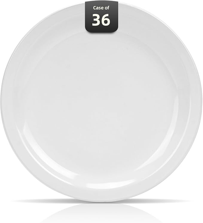 Stoneware Narrow Rim Commercial Grade Dinnerware, Bright White, Plate 8.25, Case of 36