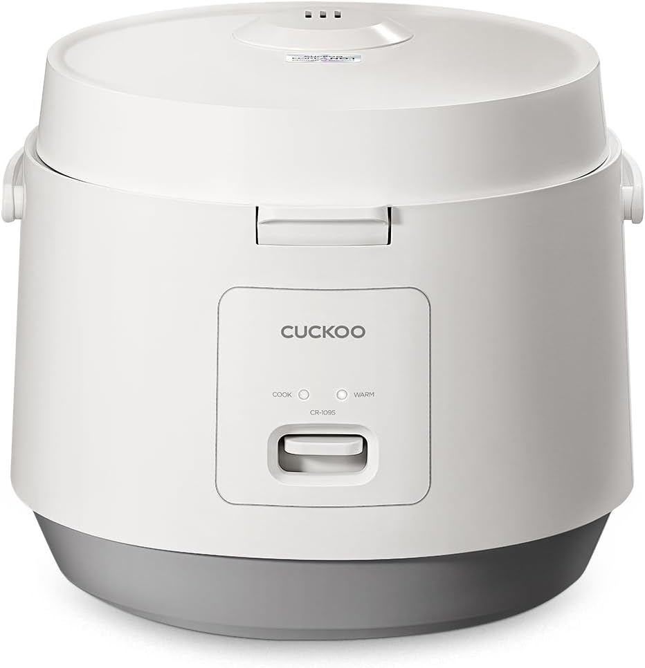 CUCKOO CR-1095 10-Cup (Uncooked) / 20-Cup (Cooked) Basic Rice Cooker and Warmer with Nonstick Inner Pot, Switch Press (White)