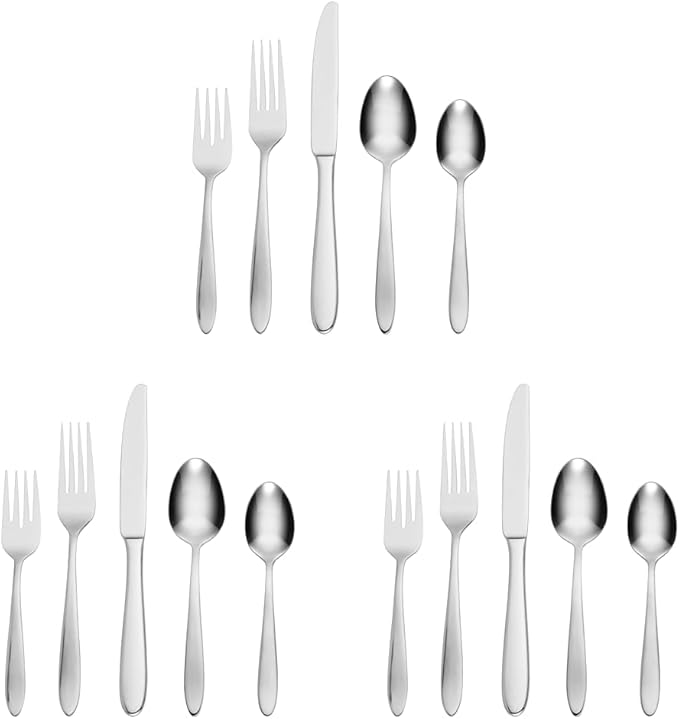 Oneida Mooncrest 20-Piece Flatware Set, Service for 4, Silver (Pack of 3)