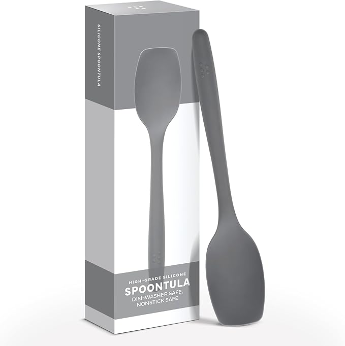 Misen Spoontula - Dishwasher Safe, Heat resistance, Nonstick Safe - Professional-Grade Versatile Kitchen Tool for Stirring, Spponging, Folding and Flipping - 4 Tools in One - Built to Last - Gray