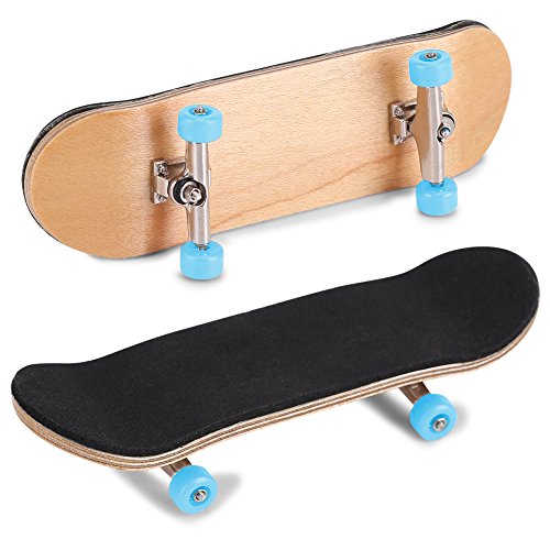 Milltrip Wooden Finger Skateboards, 1Pc Maple Wooden Alloy Fingerboard Finger Skateboards with Box Reduce Pressure Gifts (Light Blue) - color: Light Blue