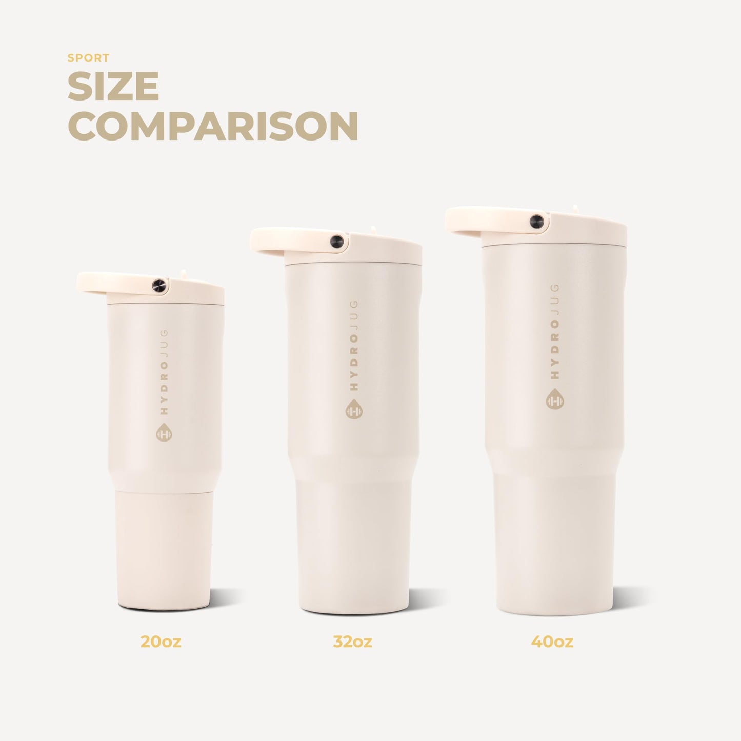 HydroJug Sport 32 oz Insulated Stainless Steel Water Bottle, Cream