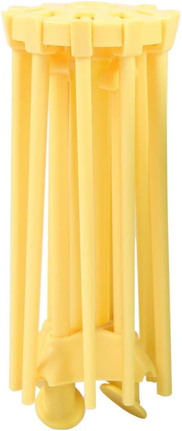 Cambom Foldable Pasta Drying Rack- Plastic Spaghetti Noodle Dryer with 10 Bar Handles Yellow