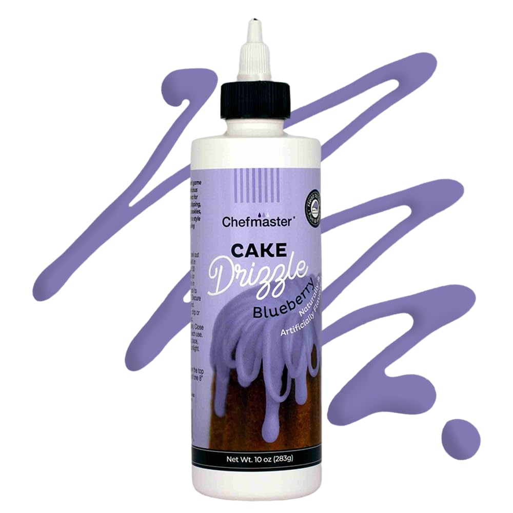 Blueberry-Flavored Cake Drizzle by Chefmaster, Edible Cake Drip Frosting for Decorating, Drip for Cakes, Cupcakes, Cookies, Donuts, 10 oz